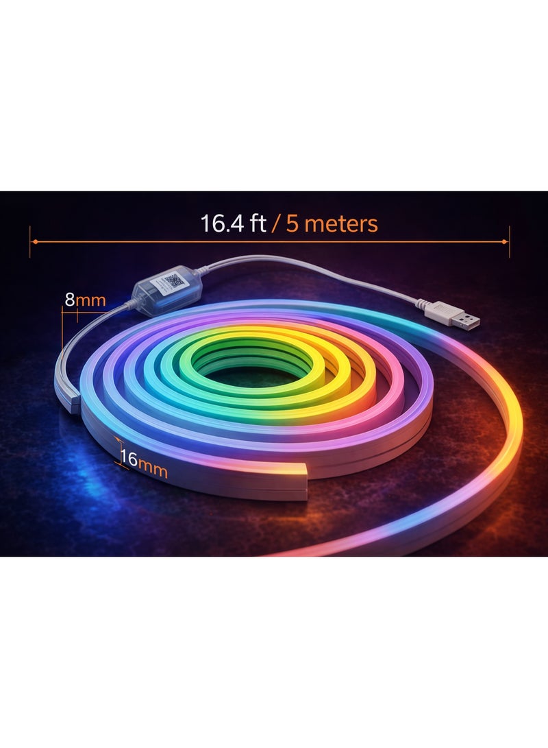 Smart Ic-Rgb Led Neon Rope Light 5M – App & Remote Control – 5V Usb Powered - Image 5